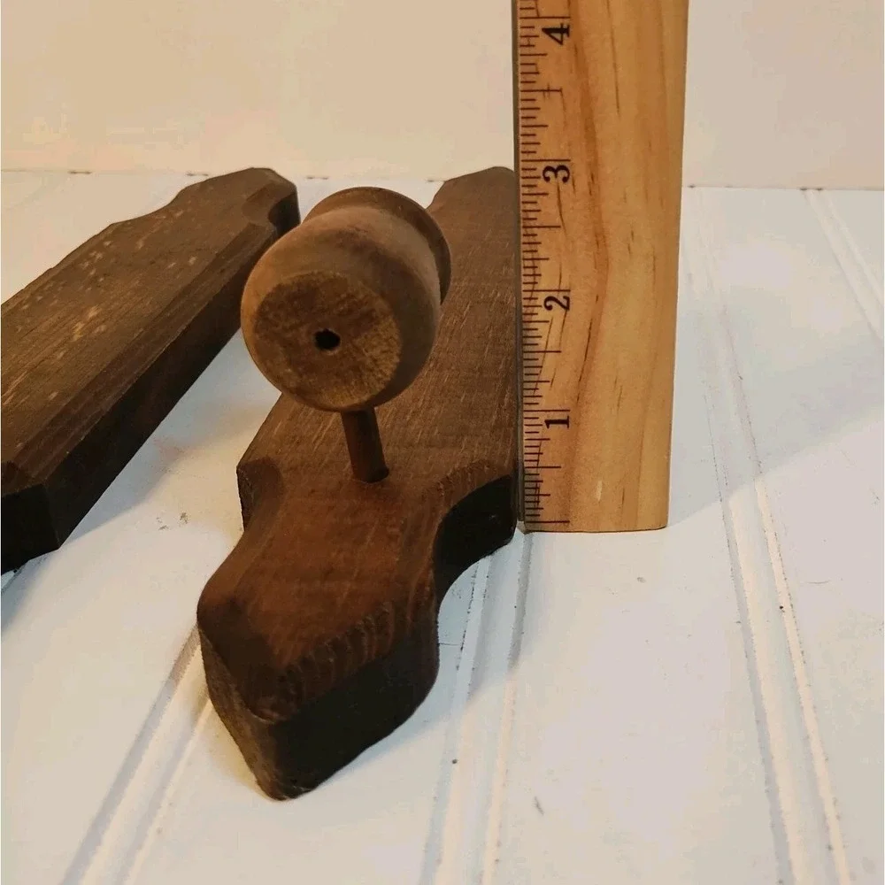 Vtg Wood Wall Candle Sconce Pair Cottage Rustic Farmhouse Country Core MCM Folk